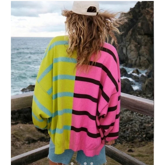 Free People Uptown Stripe Pullover Sweater Small NEW - Picture 2 of 4